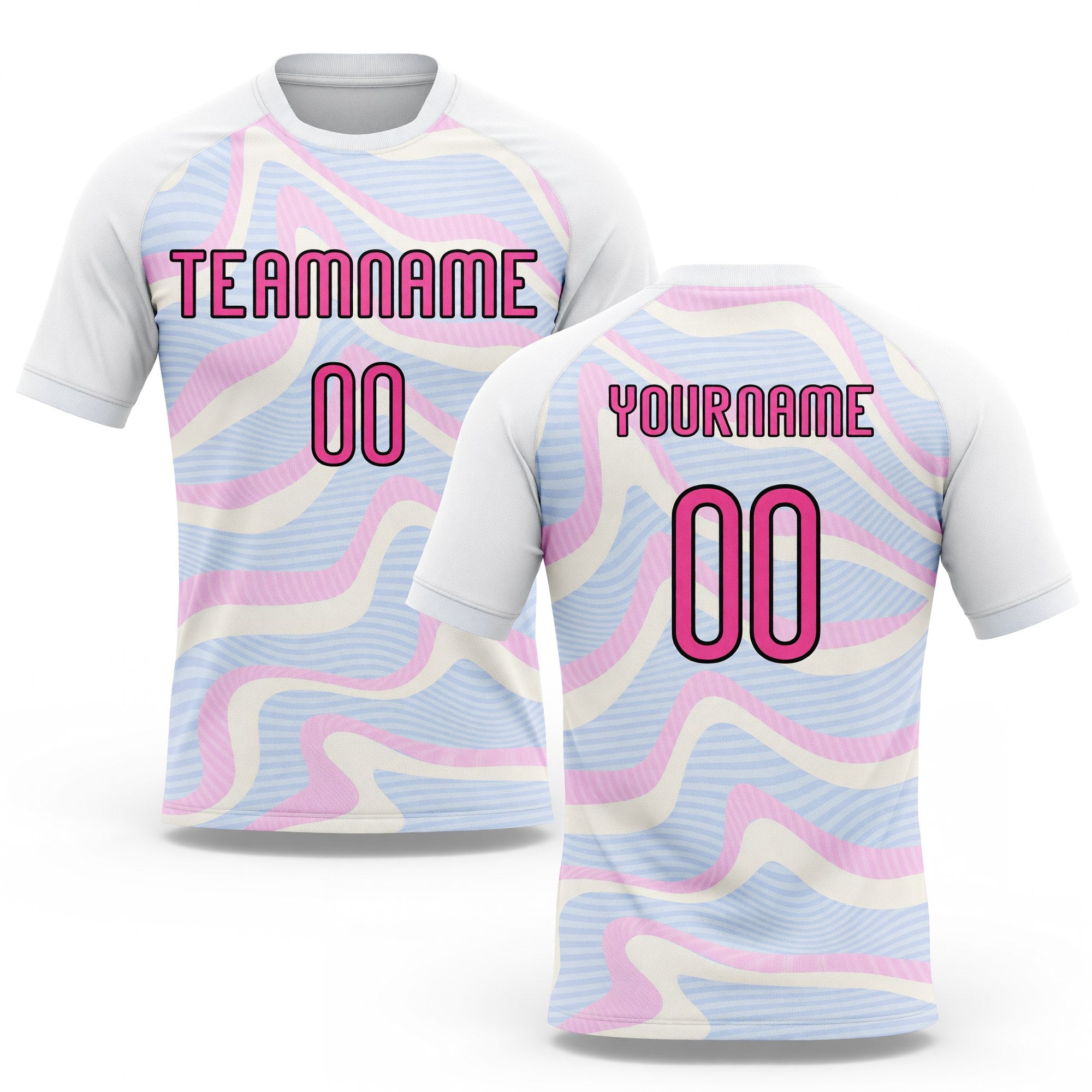 Custom White Pink-Black Liquid Fluid Sublimation Volleyball Uniform Jersey