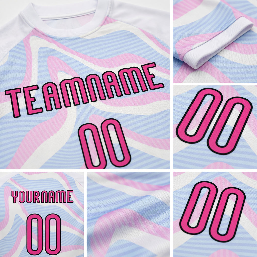 Custom White Pink-Black Liquid Fluid Sublimation Volleyball Uniform Jersey detail