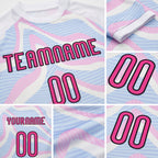 Custom White Pink-Black Liquid Fluid Sublimation Volleyball Uniform Jersey detail