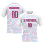 Custom White Pink-Black Liquid Fluid Sublimation Volleyball Uniform Jersey photo 1