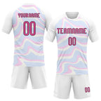 Custom White Pink-Black Liquid Fluid Sublimation Volleyball Uniform Jersey photo 2