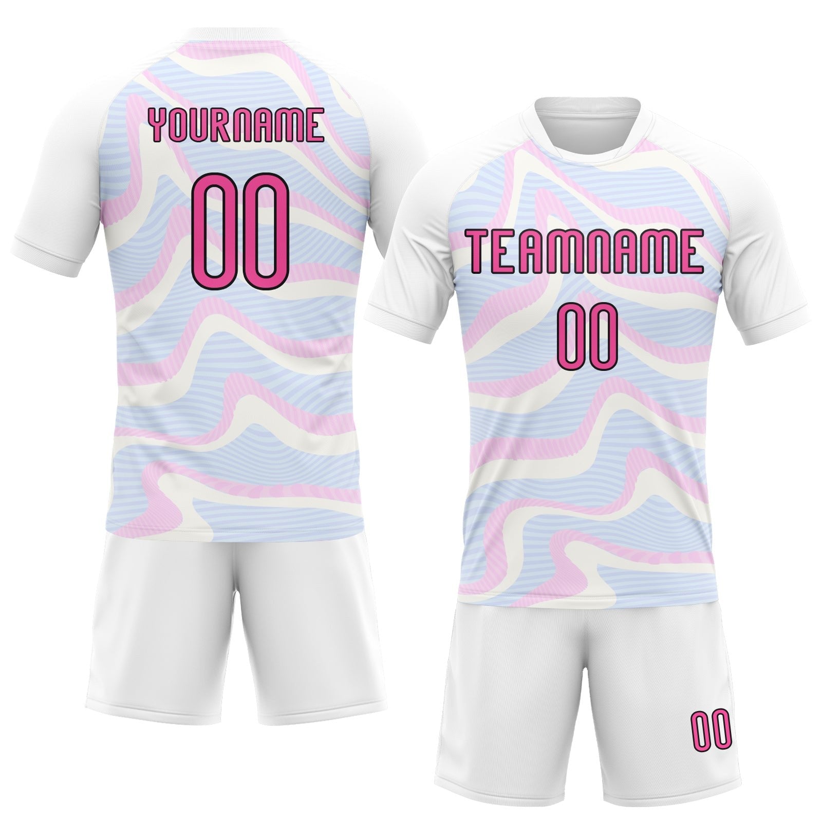 Custom White Pink-Black Liquid Fluid Sublimation Volleyball Uniform Jersey photo 2