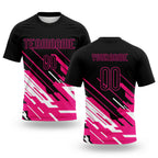 Custom Black Pink-White Lines Sublimation Volleyball Uniform Jersey