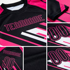 Custom Black Pink-White Lines Sublimation Volleyball Uniform Jersey detail