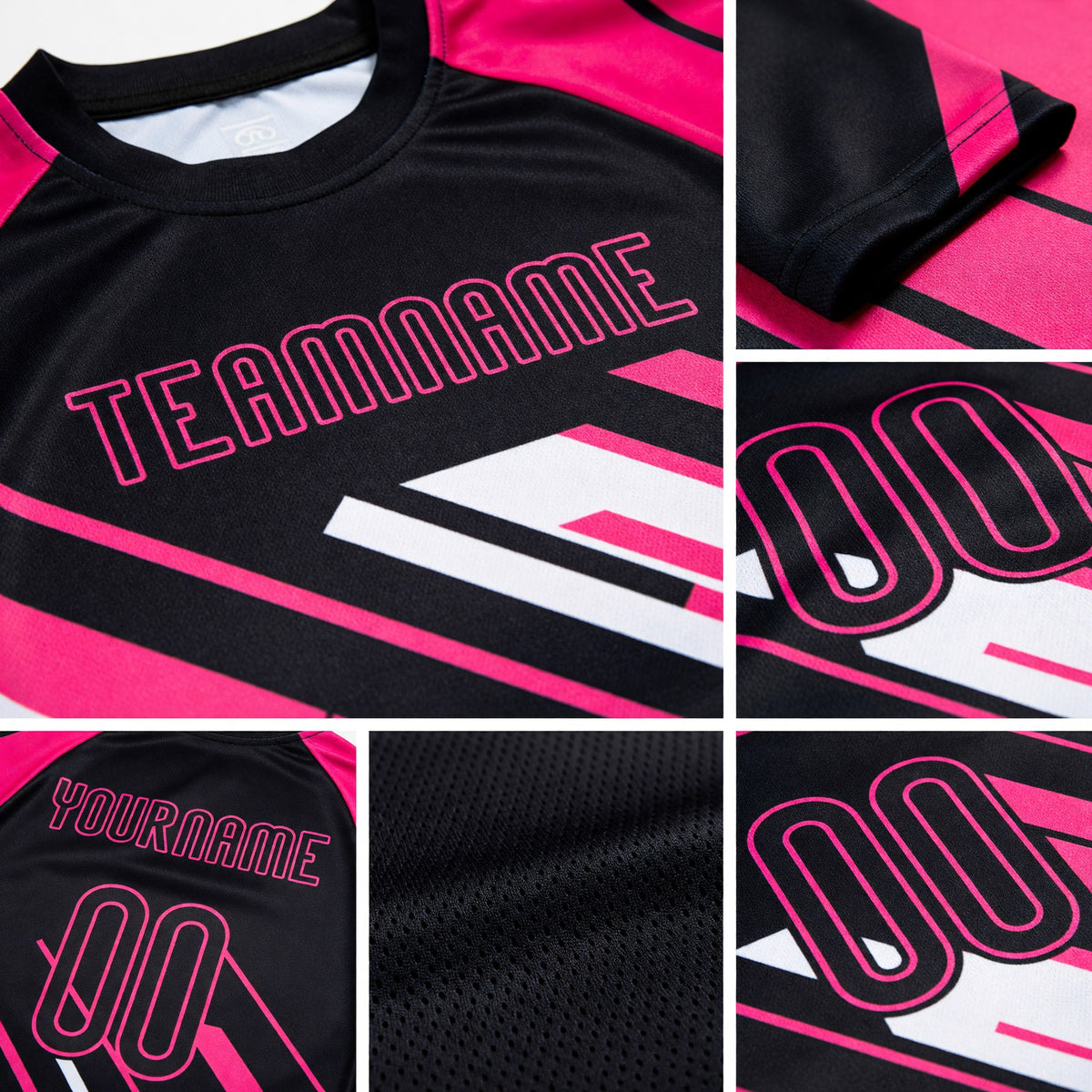 Custom Black Pink-White Lines Sublimation Volleyball Uniform Jersey detail