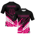 Custom Black Pink-White Lines Sublimation Volleyball Uniform Jersey photo 1