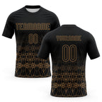 Custom Black Old Gold Geometric Shape Sublimation Volleyball Uniform Jersey