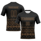 Custom Black Old Gold Geometric Shape Sublimation Volleyball Uniform Jersey photo 1