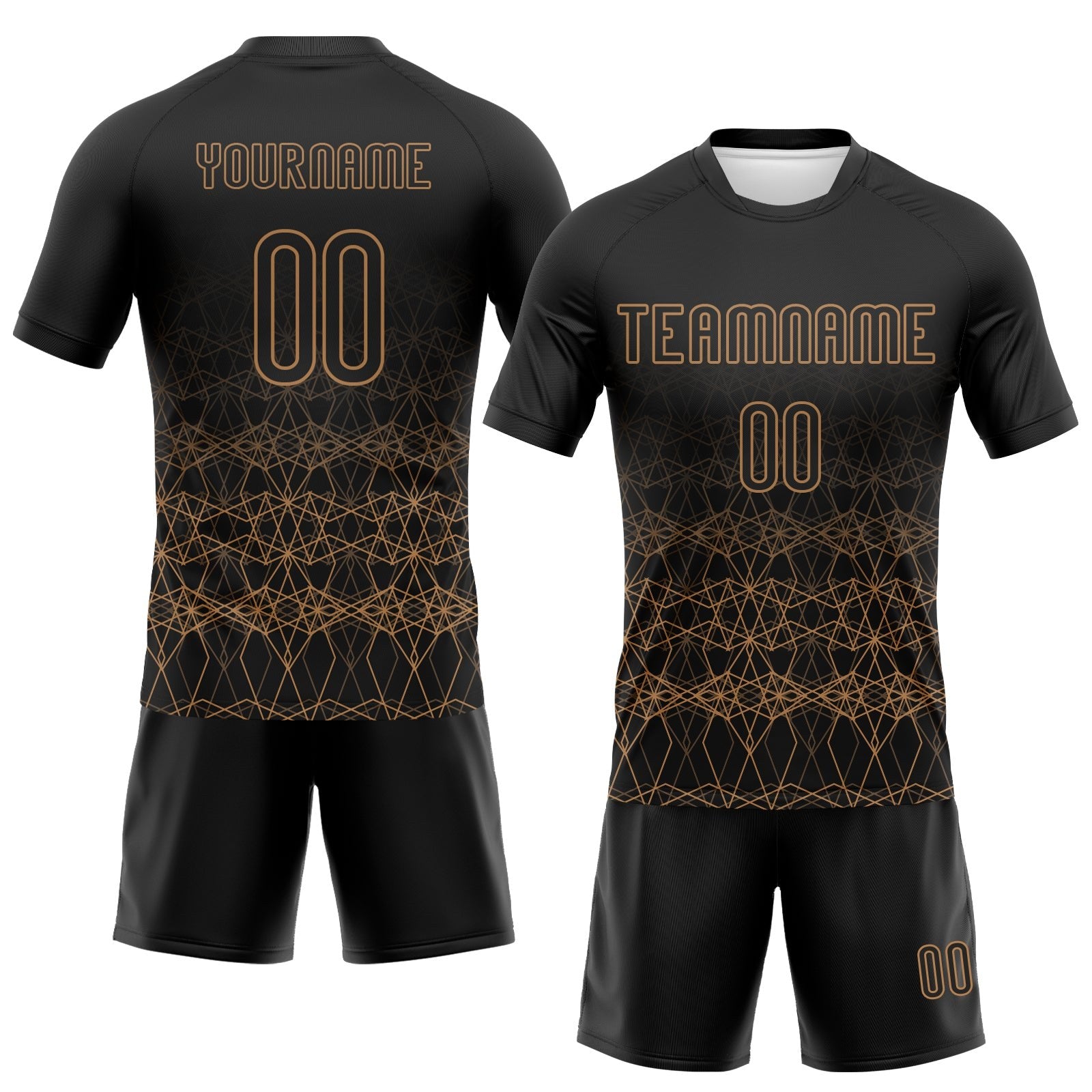 Custom Black Old Gold Geometric Shape Sublimation Volleyball Uniform Jersey photo 2