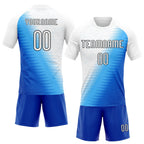 Custom Thunder Blue White-Black Geometric Shape And Lines Sublimation Volleyball Uniform Jersey photo 2