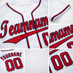 Custom White Red-Navy Baseball Jersey detail