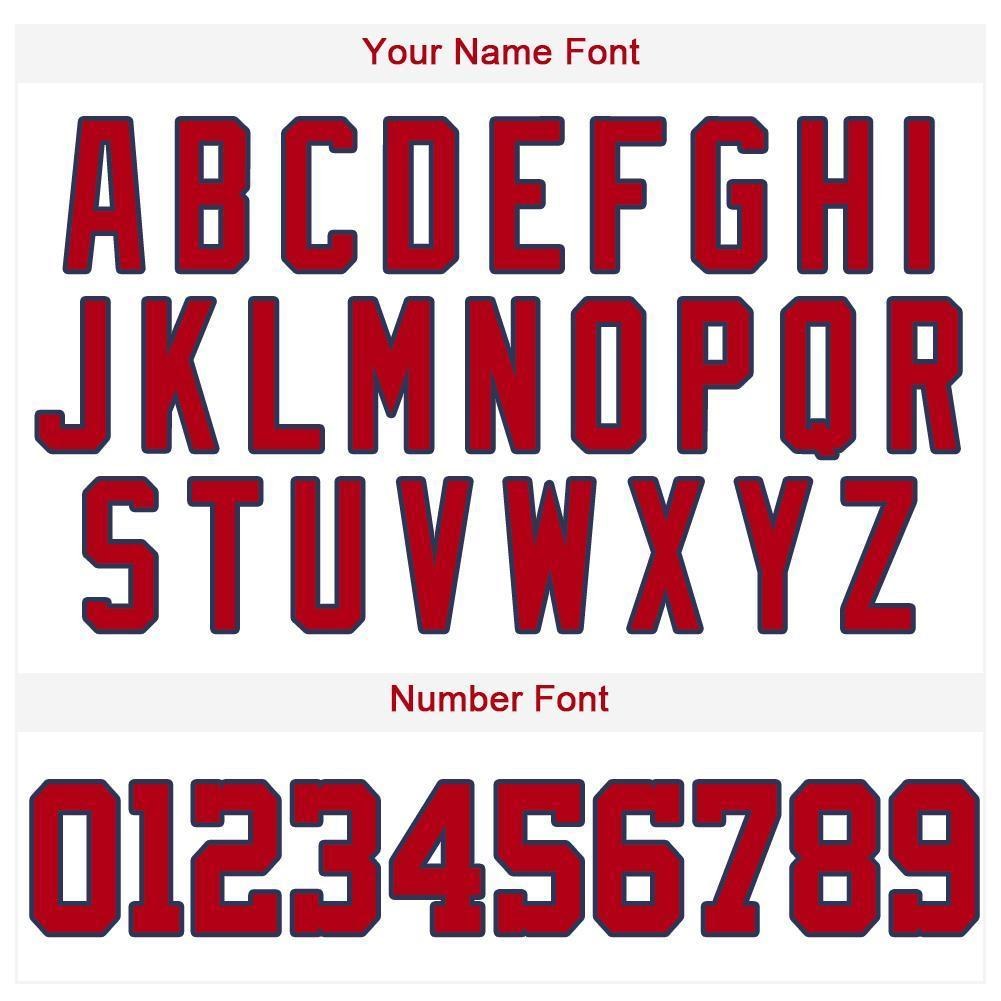 Custom White Red-Navy Baseball Jersey photo 3
