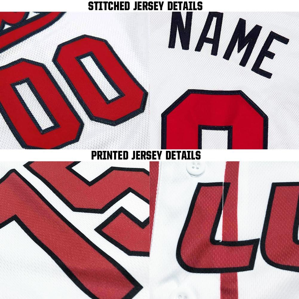 Custom White Red-Navy Baseball Jersey photo 5