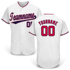 Custom White Red-Navy Baseball Jersey