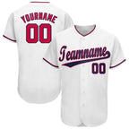 Custom White Red-Navy Baseball Jersey photo 1