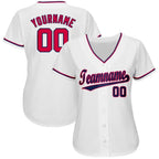Custom White Red-Navy Baseball Jersey photo 2