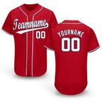Custom Red White-Navy Baseball Jersey