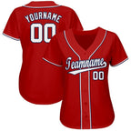 Custom Red White-Navy Baseball Jersey photo 3