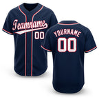Custom Navy White-Red Baseball Jersey