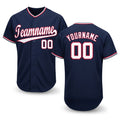 Custom Navy White-Red Baseball Jersey