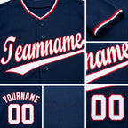 Custom Navy White-Red Baseball Jersey detail