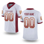 Custom White Burgundy-Gold Drift Fashion Football Jersey