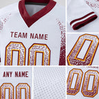 Custom White Burgundy-Gold Drift Fashion Football Jersey detail