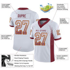 Custom White Burgundy-Gold Drift Fashion Football Jersey photo 2