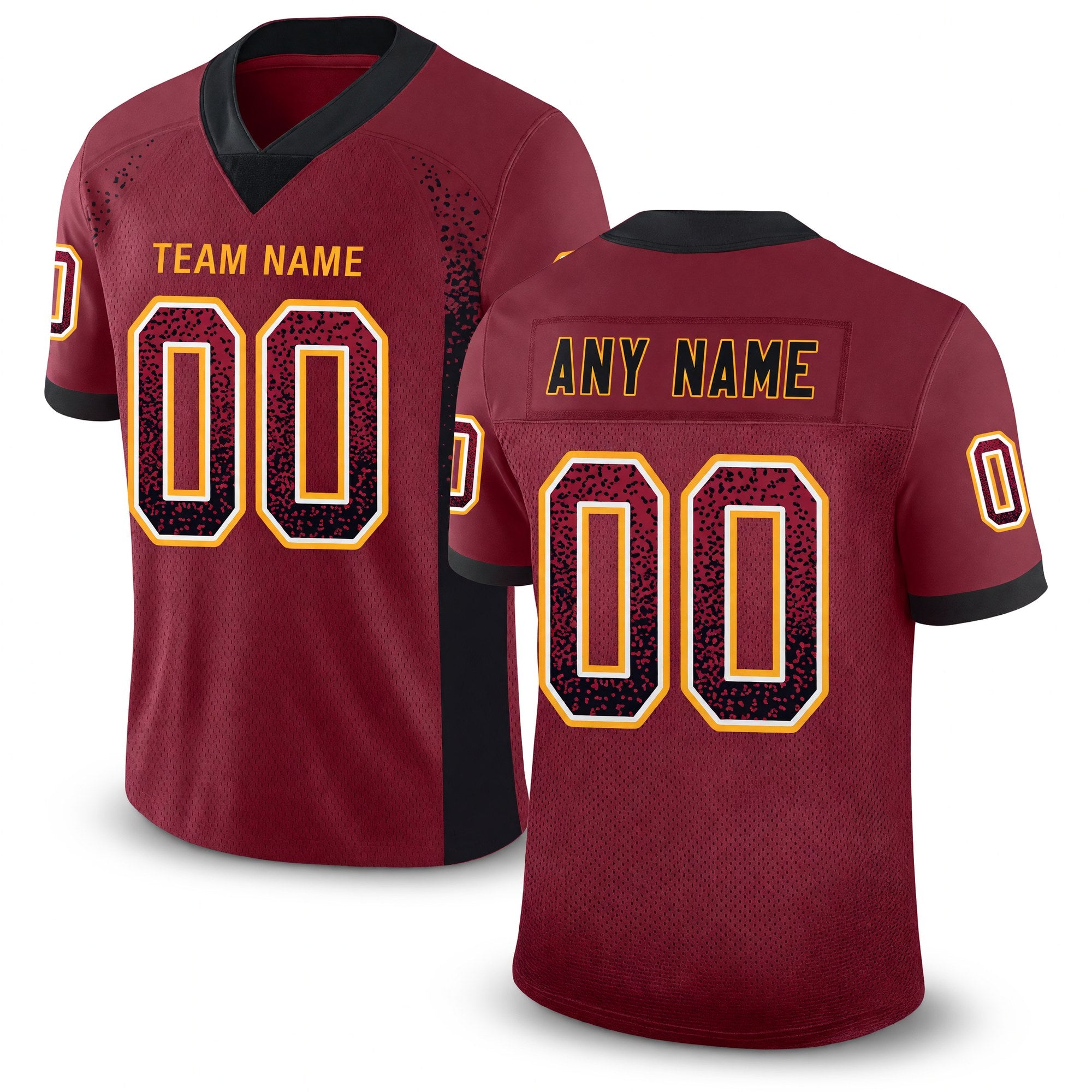Custom Burgundy Black-Gold Drift Fashion Football Jersey