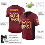 Custom Burgundy Black-Gold Drift Fashion Football Jersey photo 3