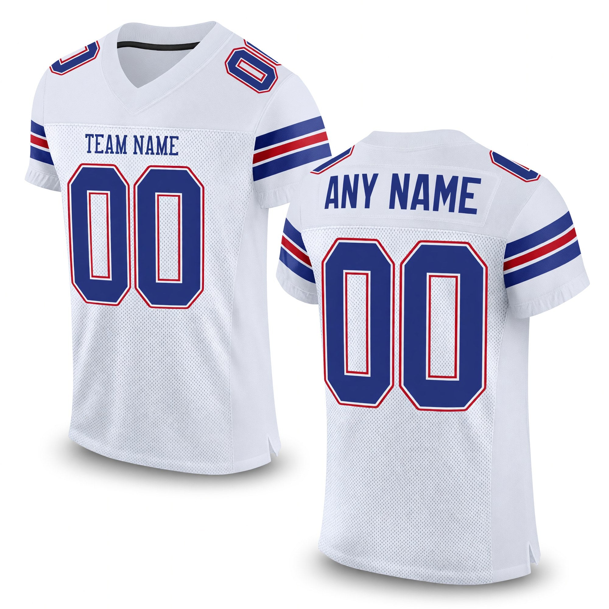 Custom White Royal-Red Mesh Authentic Football Jersey