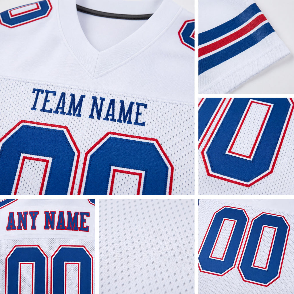 Custom White Royal-Red Mesh Authentic Football Jersey detail