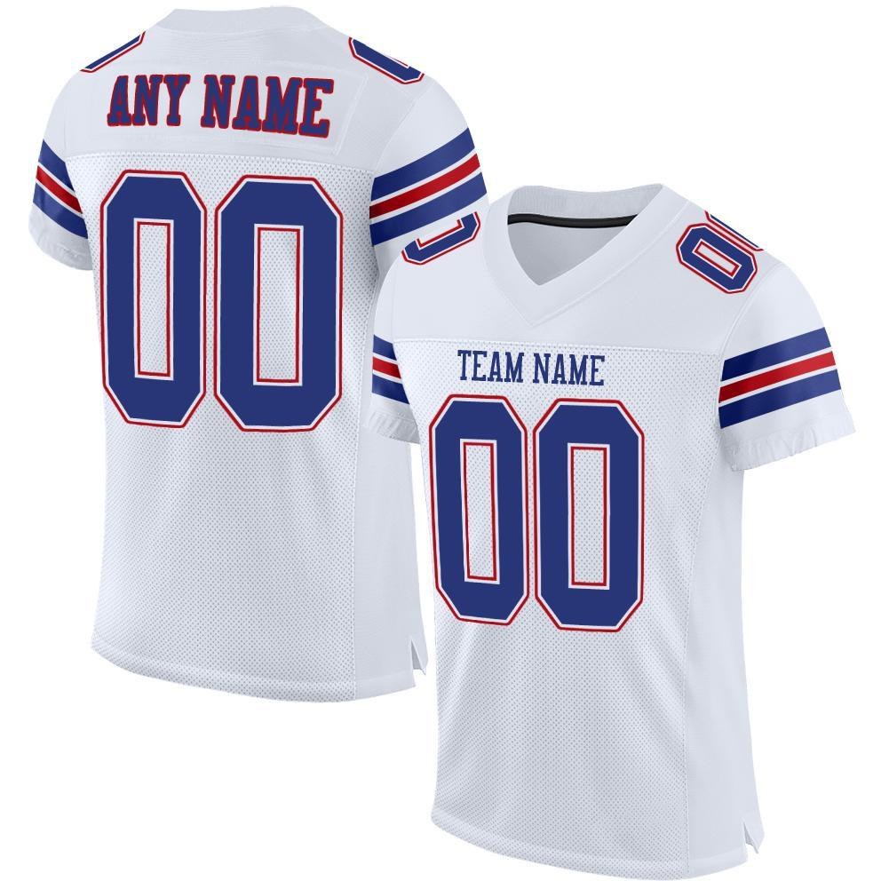 Custom White Royal-Red Mesh Authentic Football Jersey photo 1
