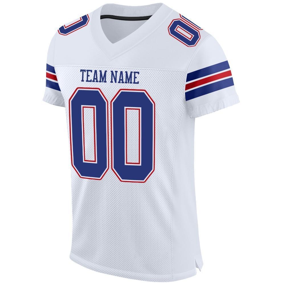 Custom White Royal-Red Mesh Authentic Football Jersey photo 2