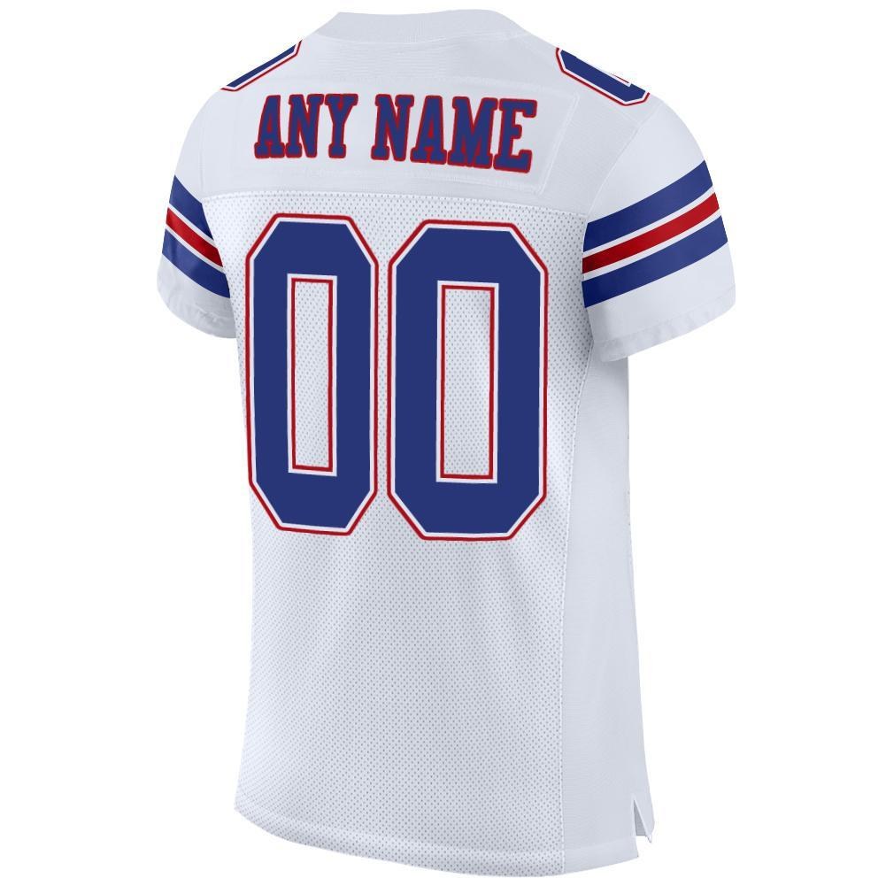 Custom White Royal-Red Mesh Authentic Football Jersey photo 3
