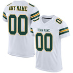 Custom White Green-Gold Mesh Authentic Football Jersey photo 1