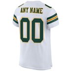 Custom White Green-Gold Mesh Authentic Football Jersey photo 3