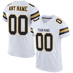 Custom White Black-Gold Mesh Authentic Football Jersey photo 1