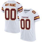 Custom White Burgundy-Gold Mesh Authentic Football Jersey photo 1