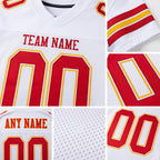 Custom White Scarlet-Gold Mesh Authentic Football Jersey detail