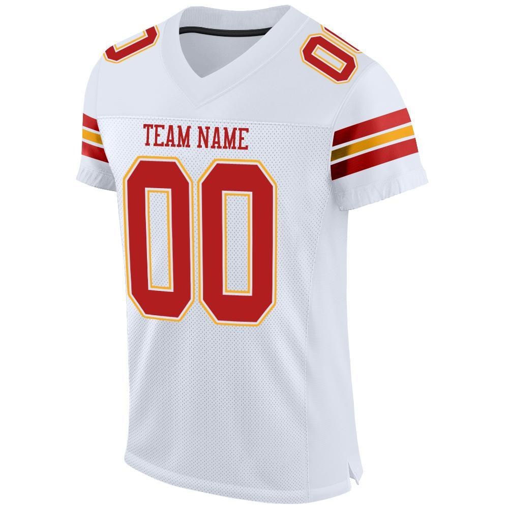Custom White Scarlet-Gold Mesh Authentic Football Jersey photo 2