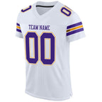 Custom White Purple-Gold Mesh Authentic Football Jersey photo 2