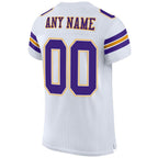 Custom White Purple-Gold Mesh Authentic Football Jersey photo 3