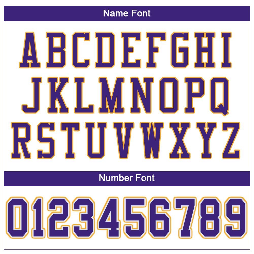 Custom White Purple-Gold Mesh Authentic Football Jersey photo 4