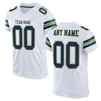 Custom White Navy-Neon Green Mesh Authentic Football Jersey