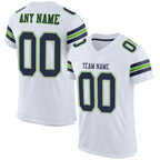 Custom White Navy-Neon Green Mesh Authentic Football Jersey photo 1