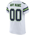 Custom White Navy-Neon Green Mesh Authentic Football Jersey photo 3