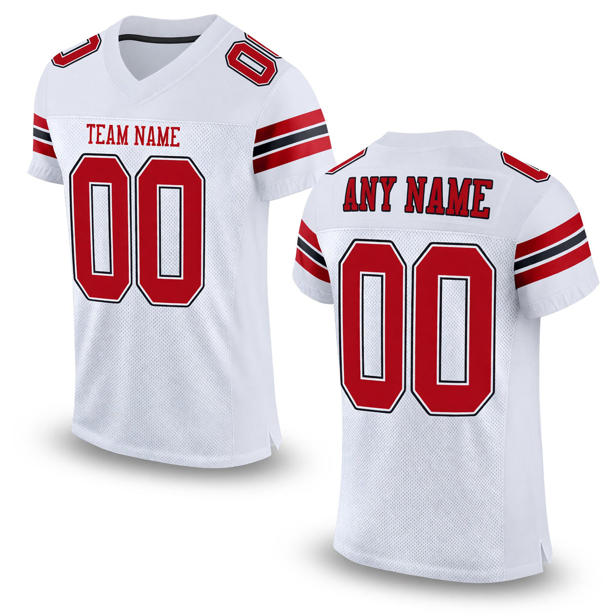 Custom White Red-Black Mesh Authentic Football Jersey