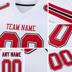 Custom White Red-Black Mesh Authentic Football Jersey detail