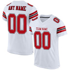 Custom White Red-Black Mesh Authentic Football Jersey photo 1